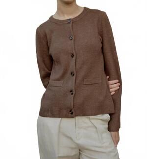 NEW MOD REF flared sleeve cardigan in chestnut brown